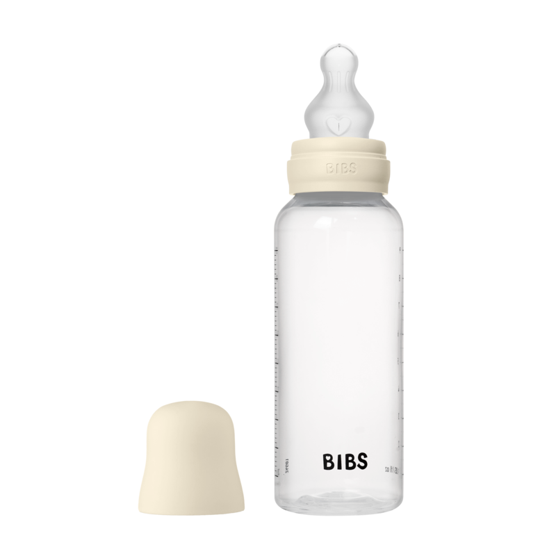 Bibs Baby Bottle Round Silicone - Medium Flow - 2 pack (Colour: Ivory | Size: 270ml)