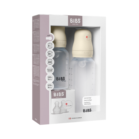 Bibs Grow and Flow Baby Bottle Round Silicone Set (Colour: Ivory | Size: 150ml / 270ml)