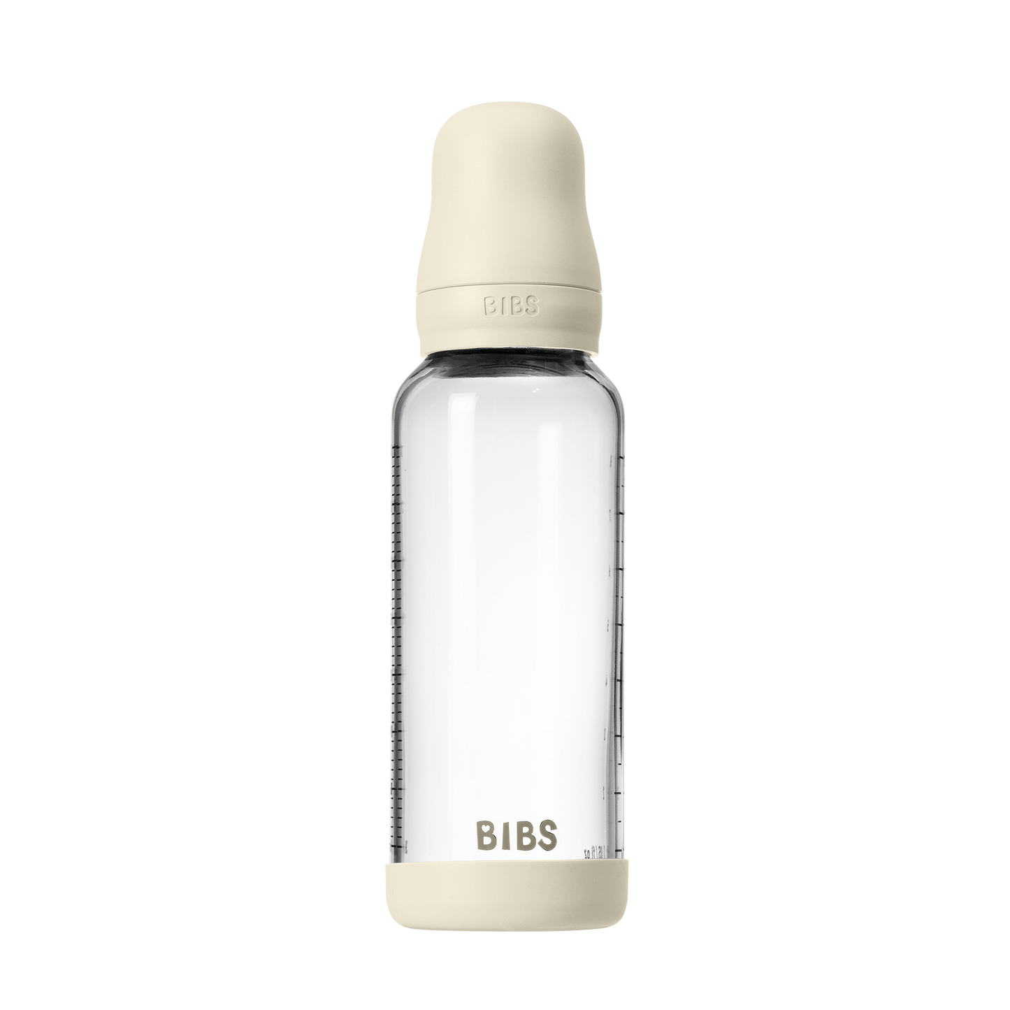 Bibs Baby Glass Bottle Round Silicone  - Medium Flow (Colour: Ivory | Size: 240ml)