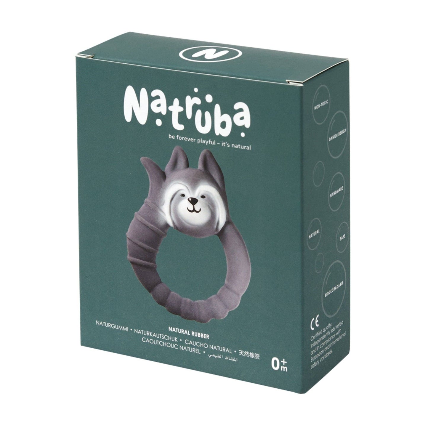 Natural rubber Teether Raccoon - Grey