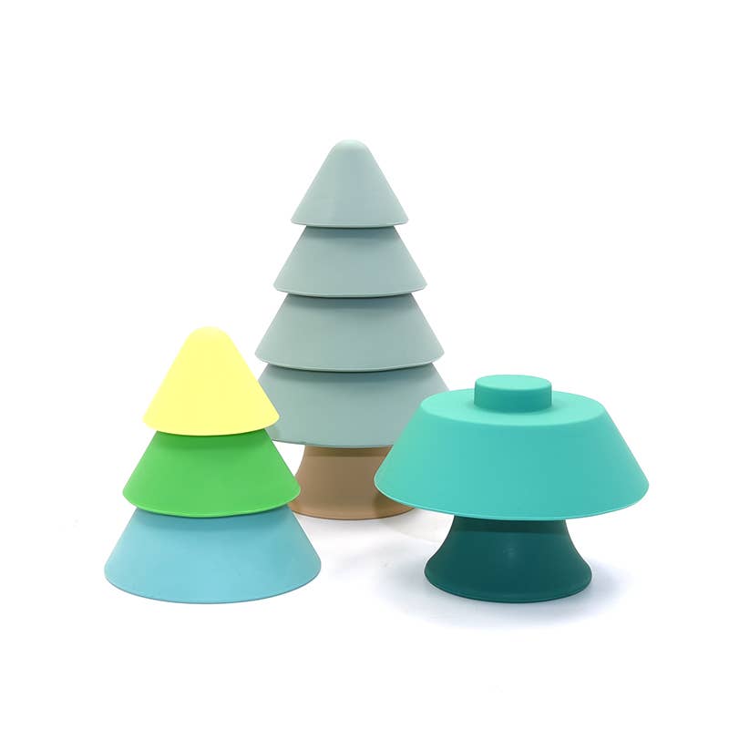 Stackable Silicone Tree: Educational Toy: Green and yellow