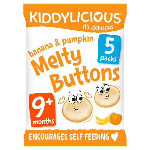 Kiddylicious Melty Buttons Banana & Pumpkin Multipack 5x6g