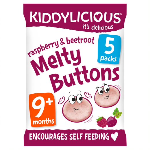 Kiddylicious Melty Buttons Raspberry & Beetroot Multipack 5x6g