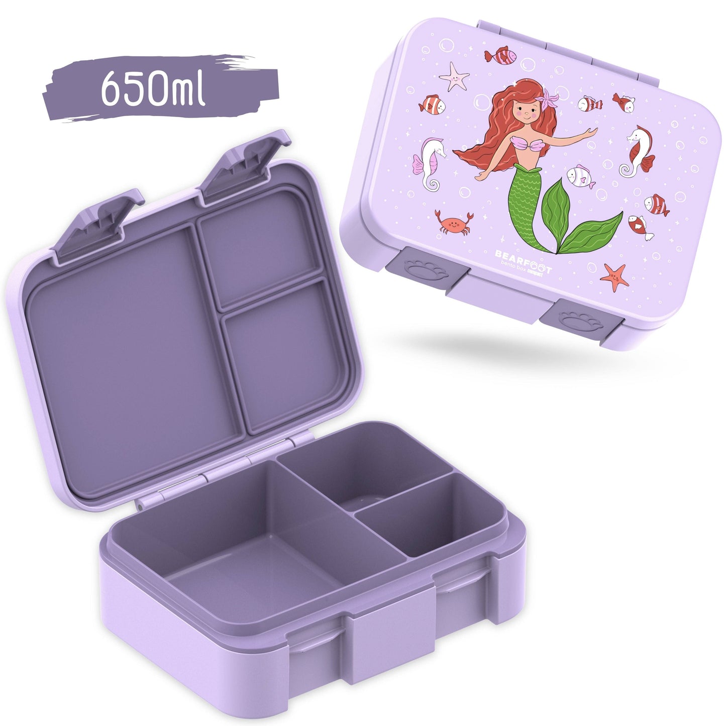 Lunch box with compartments, leak-proof - Mermaid purple: 650 ml