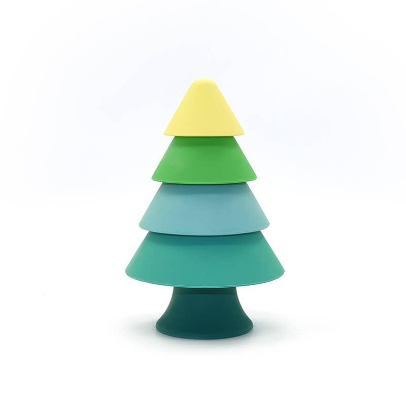Stackable Silicone Tree: Educational Toy: Green and yellow